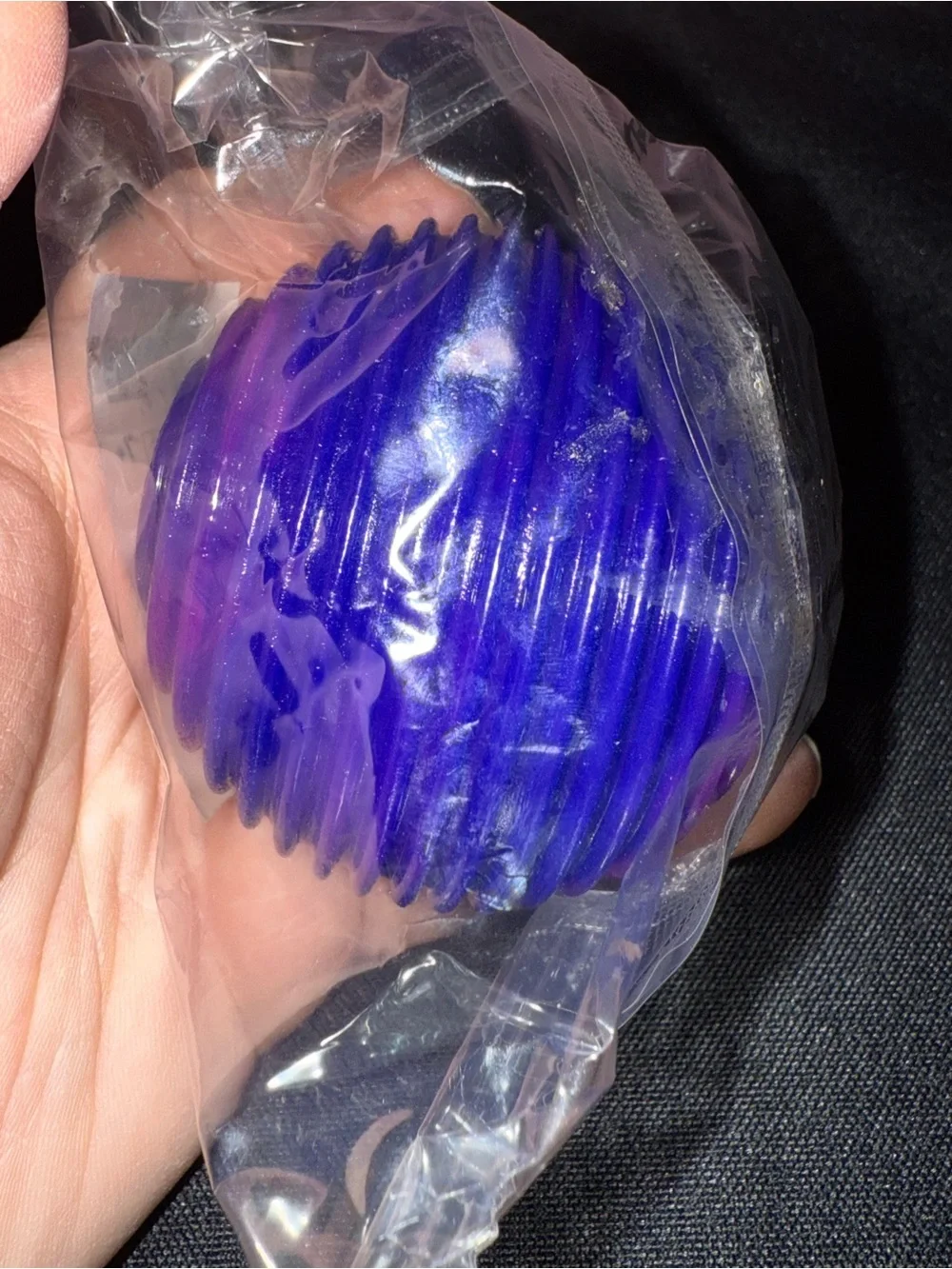 Purple Ribbed Squishy Stress Ball